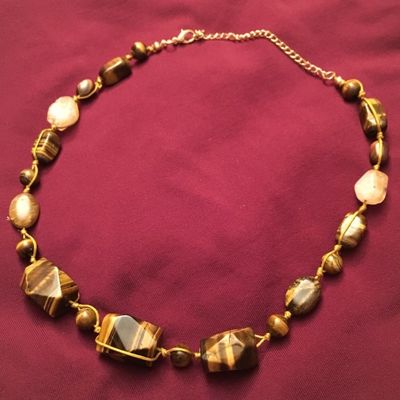 Brown stone, Tigers eye necklace on string - Picture 1 of 3